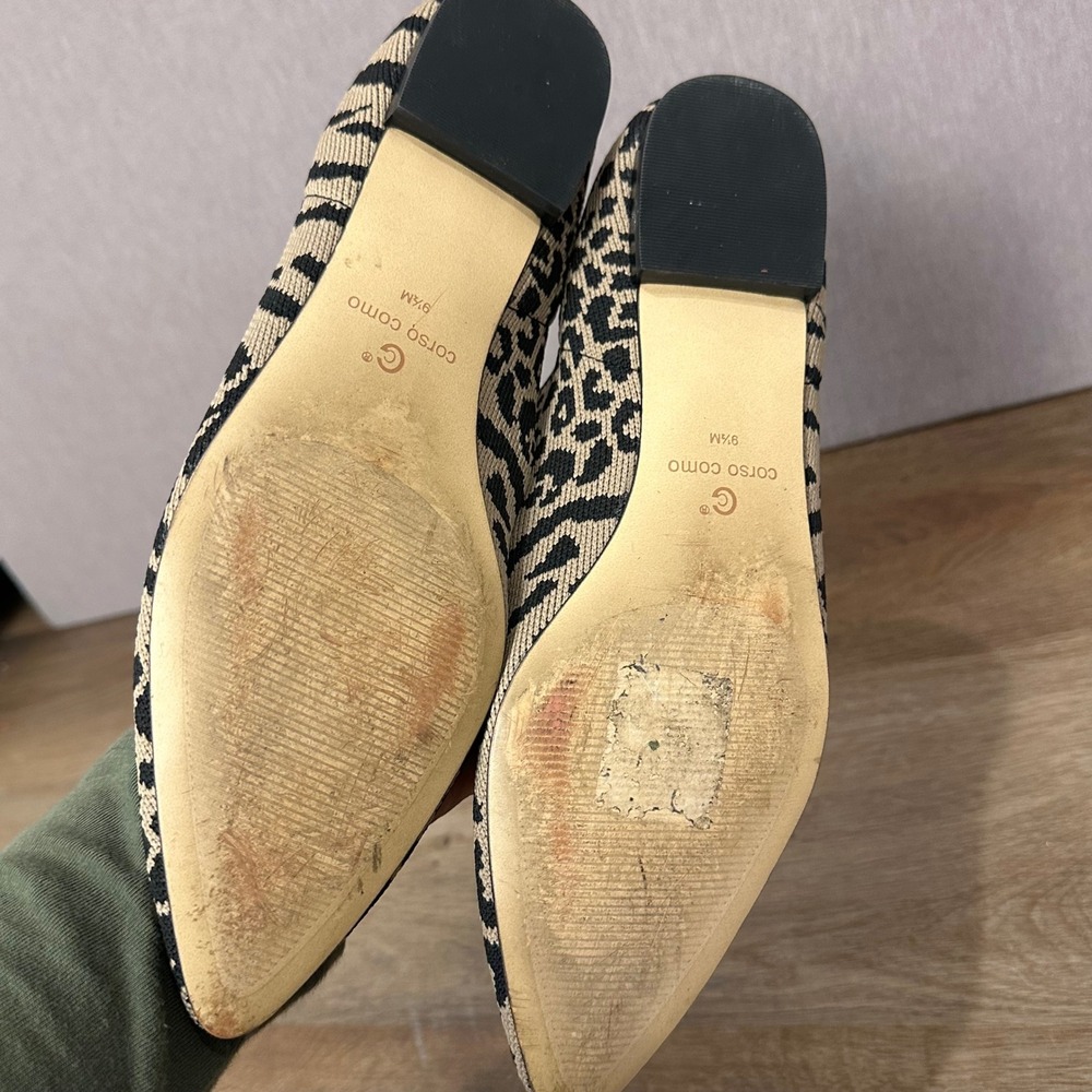 Corso Como‎ Womens Leopard Print Knit Pointed Toe Ballet Flats Shoes Size 9.5M - Picture 5 of 7